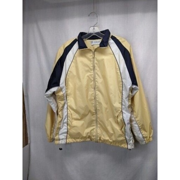 Vintage Wilson Jacket Mens Large Yellow Zip Windbreaker Hooded Coat 90s - Picture 1 of 8